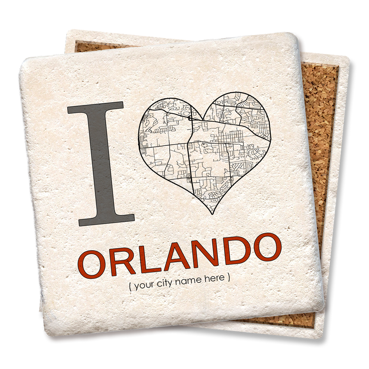Custom Name Drop Personalized City State Coaster I Heart