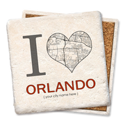 Custom Name Drop Personalized City State Coaster I Heart