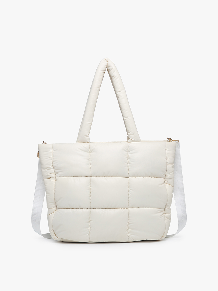 M2355 Kiersten Puffer Hobo w/ Strap: Off White