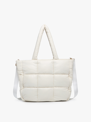 M2355 Kiersten Puffer Hobo w/ Strap: Off White