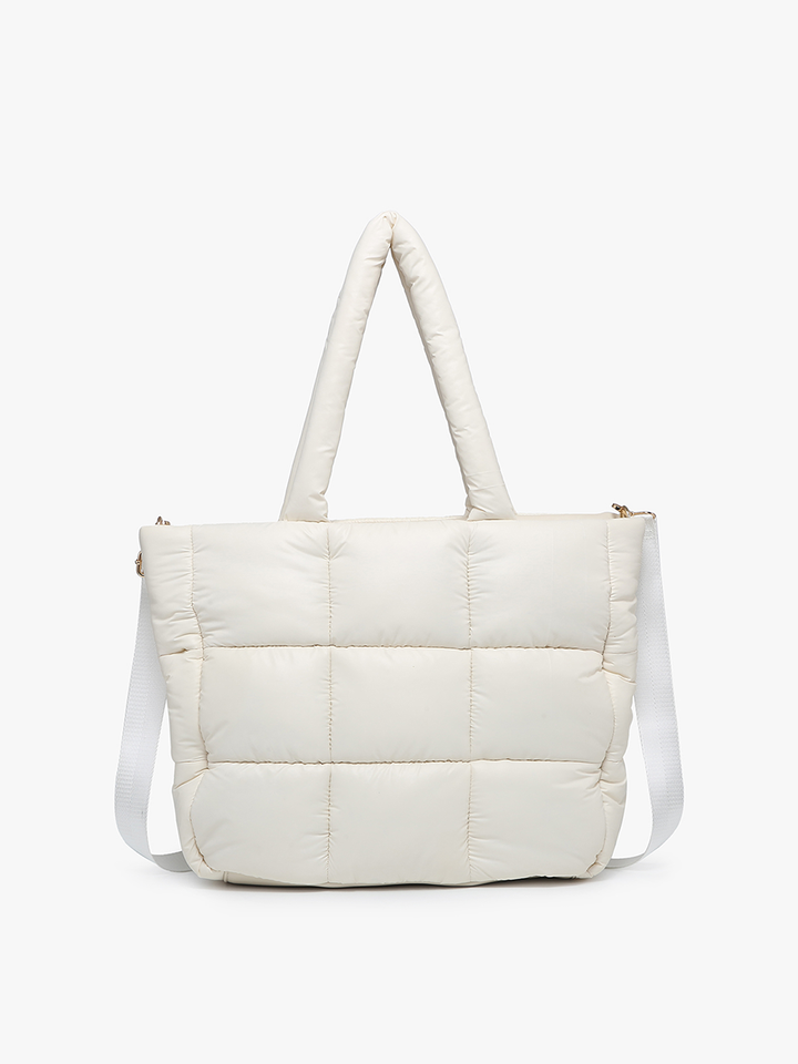 M2355 Kiersten Puffer Hobo w/ Strap: Off White