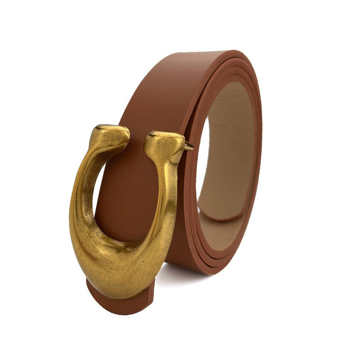 WOMEN FASHION RETRO U-BUCKLE BELT_CWABE0136: Brown / (OS) 1