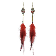 Long Feather Tassel Dangle Earrings