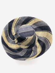Sun Hats: Colored Stripes Packable 5" & 7" Brim Raffia Straw: 7"Brim / Black Swirl