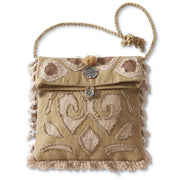GREEN AND BURLAP CROSSBODY