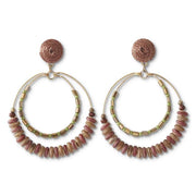 BROWN AND GREEN HOOP EARRINGS