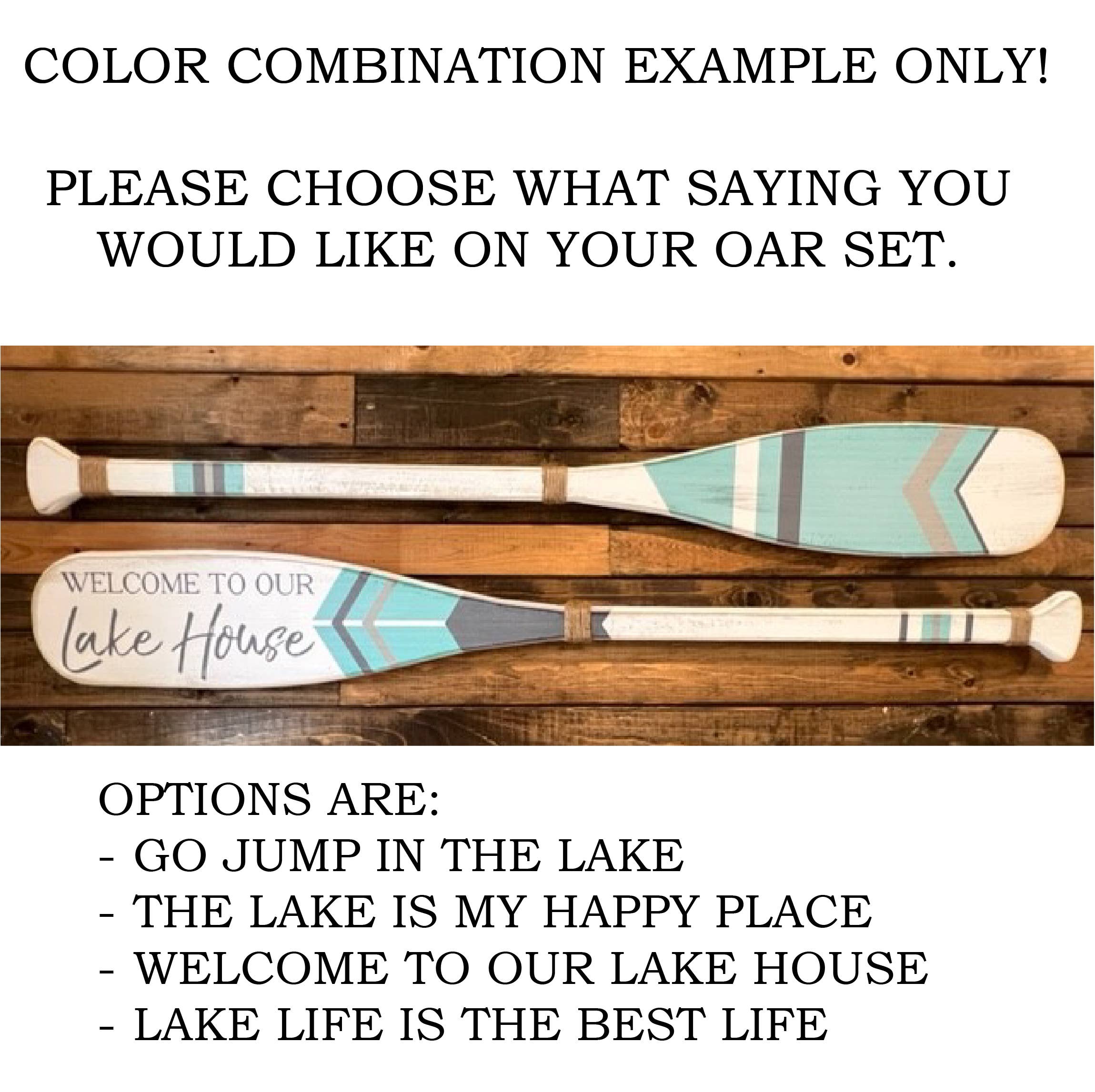 Boat Oars- Color Combination #4 2PC Set (Choose Own Text): GO JUMP IN THE LAKE