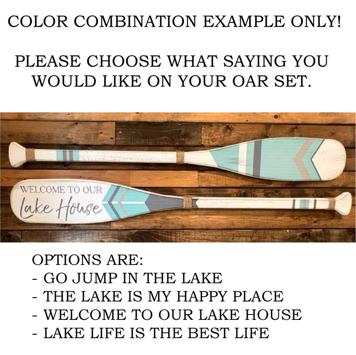 Boat Oars- Color Combination #4 2PC Set (Choose Own Text): GO JUMP IN THE LAKE