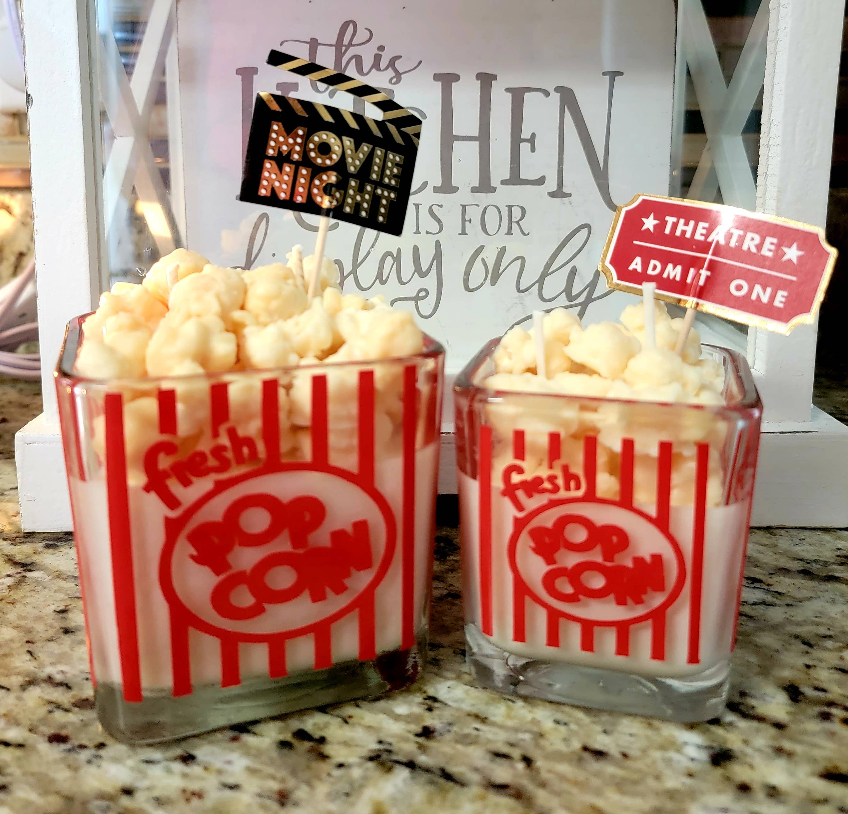 Popcorn theme scented soy wax candles