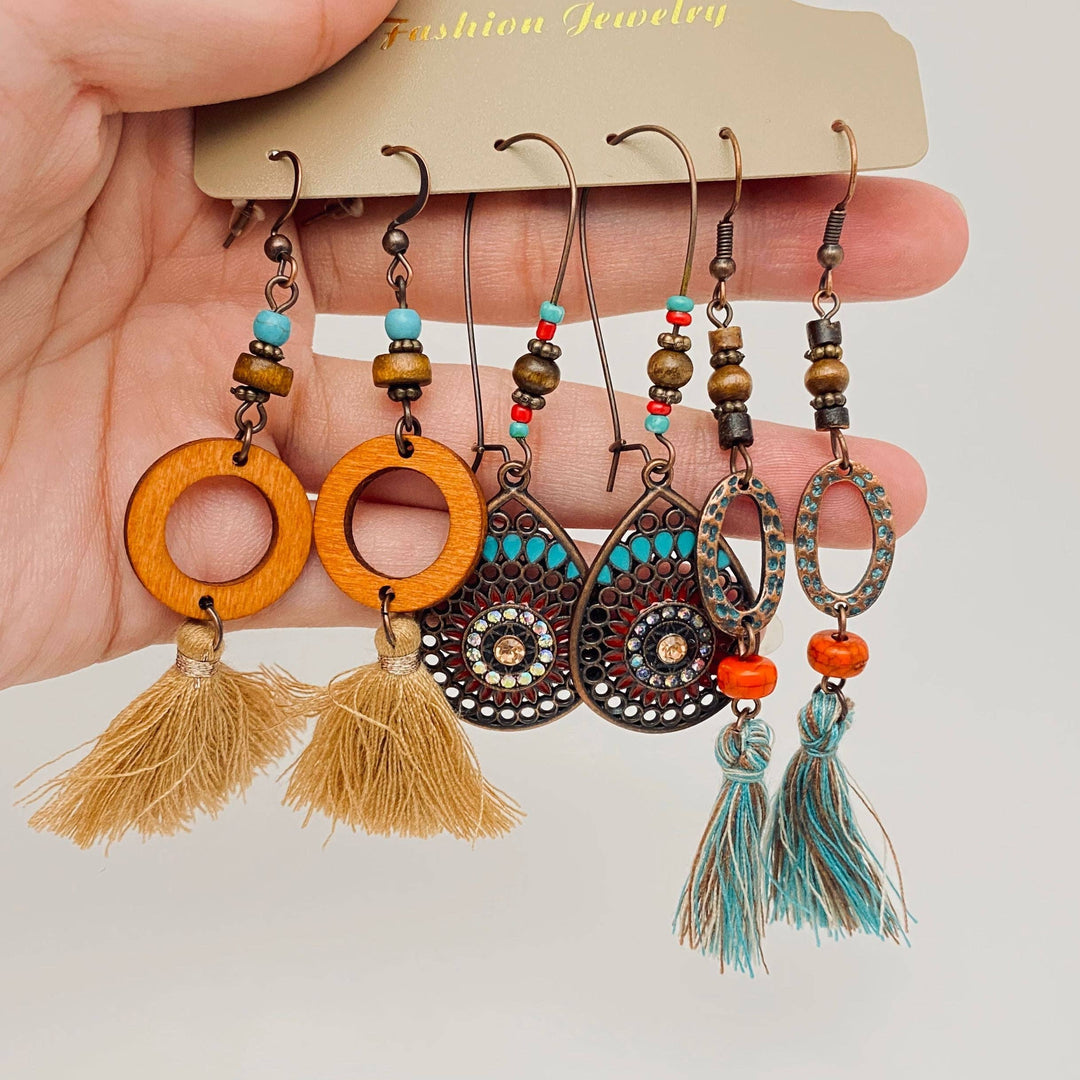 3 Pairs in Different Styles Bohemian Earring Set 010