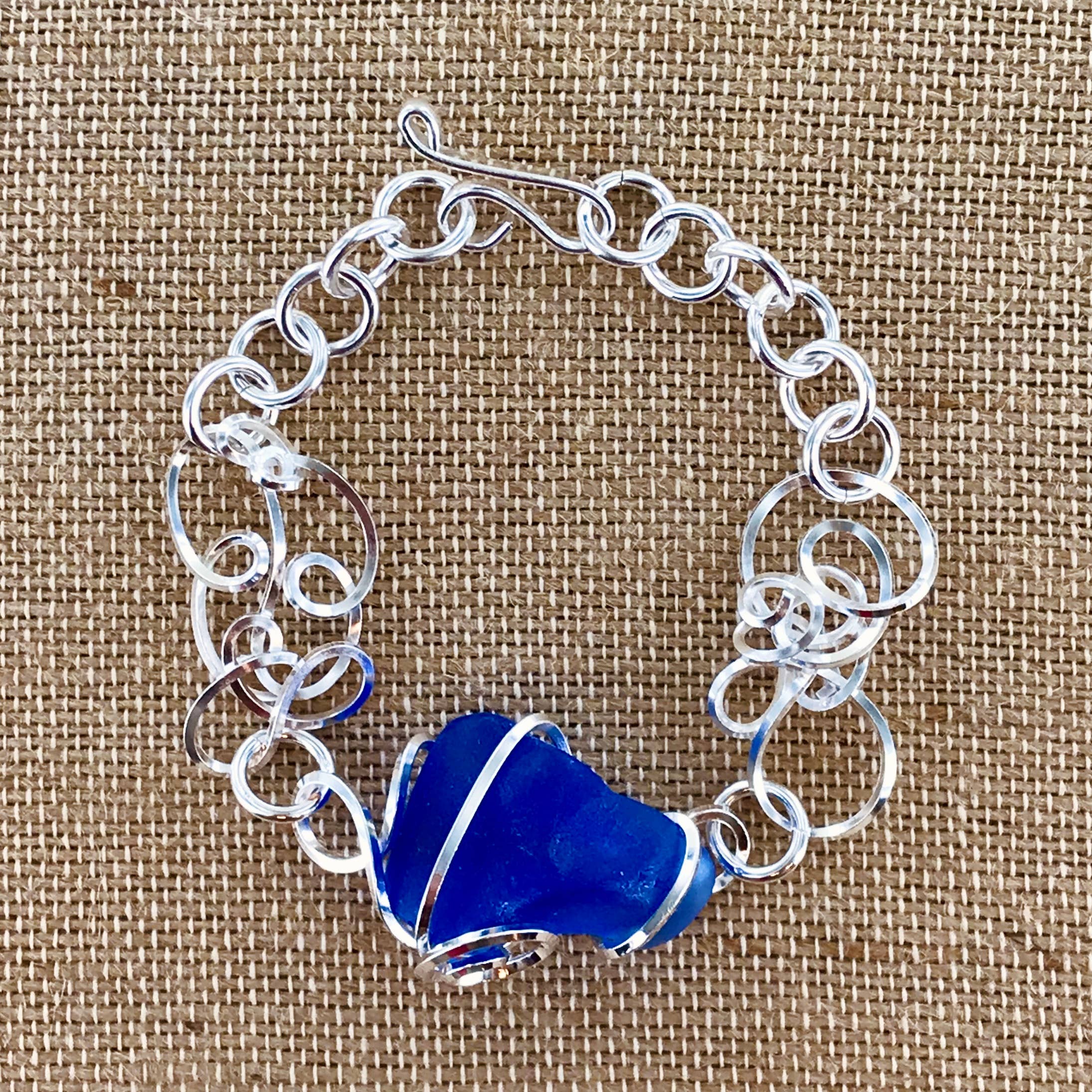 Cultured Sea Glass Linked Bracelet XCAM-B14-SG