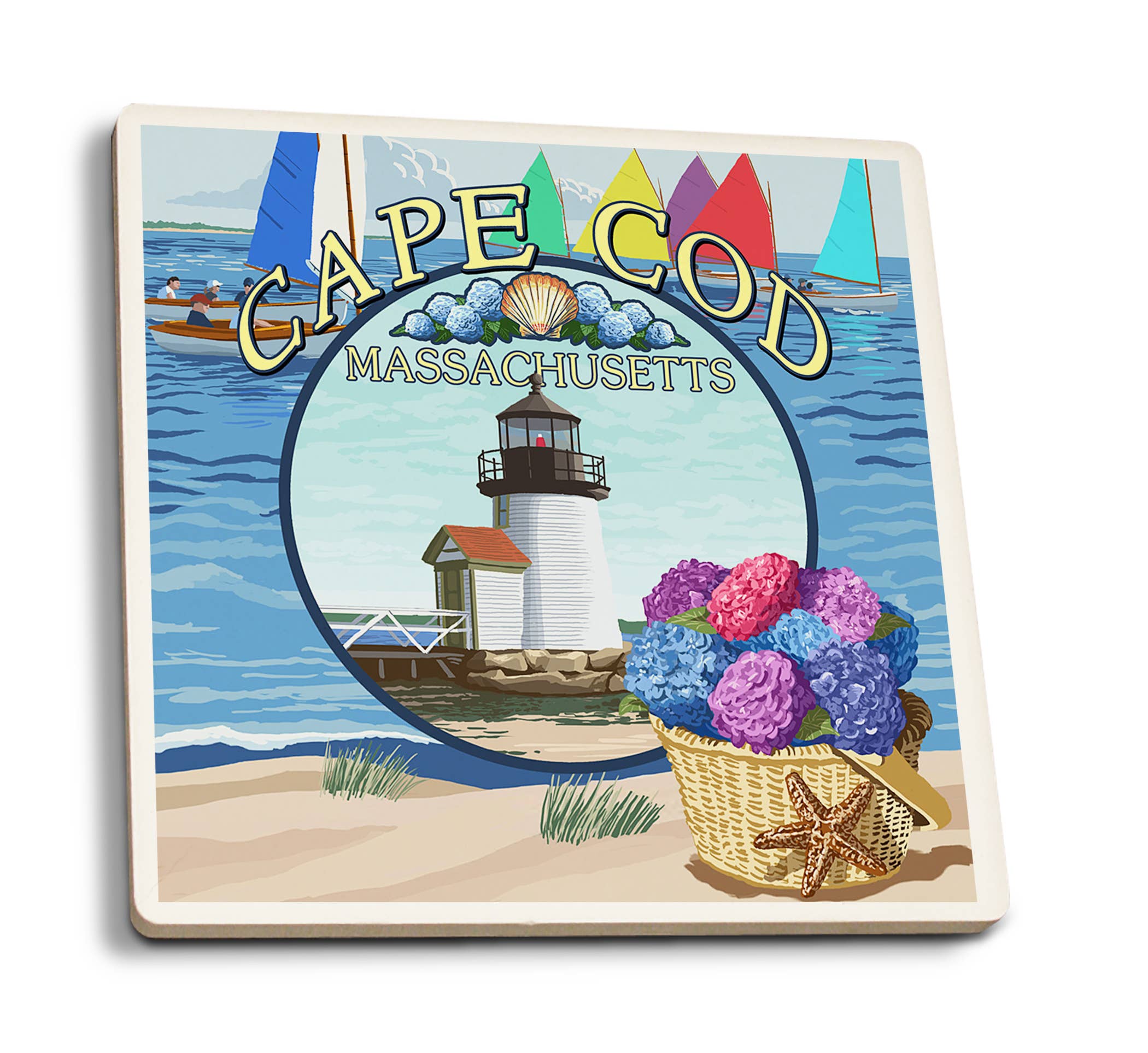 Ceramic Coaster Cape Cod, Massachusetts, Montage