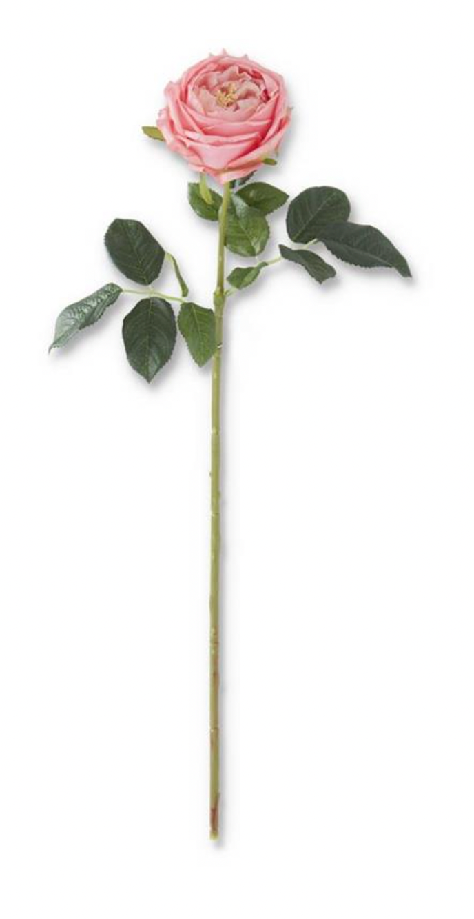REAL TOUCH ROSE STEM W/ FOLIAGE  17"