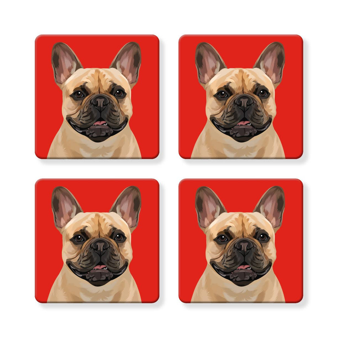 Set of 4 MDF Coasters - French Bulldog - Frenchie