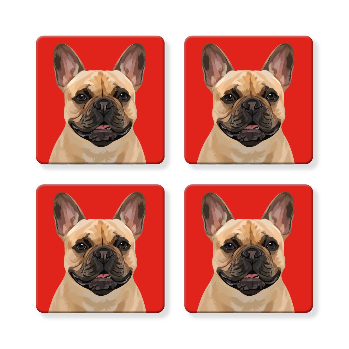 Set of 4 MDF Coasters - French Bulldog - Frenchie