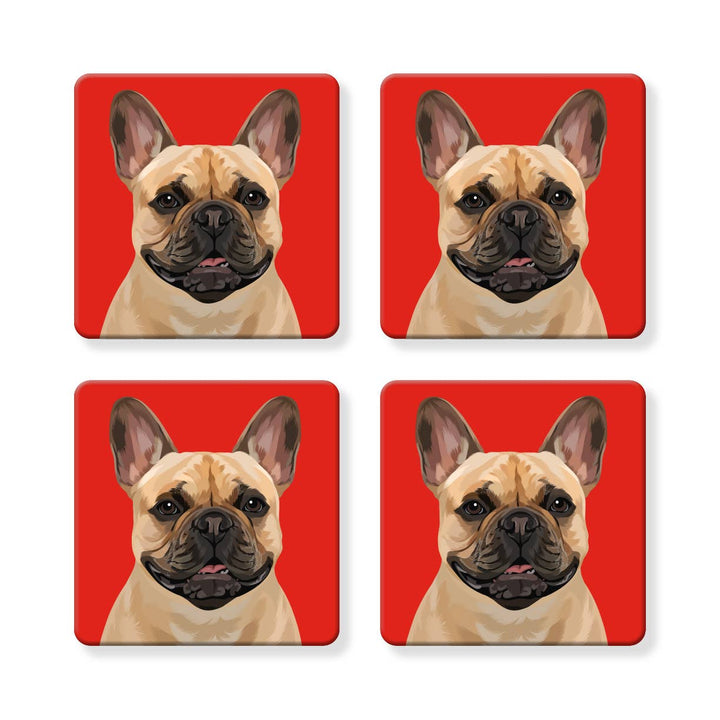 Set of 4 MDF Coasters - French Bulldog - Frenchie