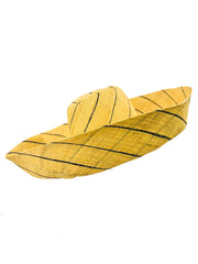 Sun Hats: Pinstripe Packable 5" & 7" Brim Raffia Straw: 7" Brim / Natural w/black Pinstripes