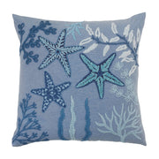 Stonewashed Throw Pillow With Starfish Design: 20" / Blue / Down Filled