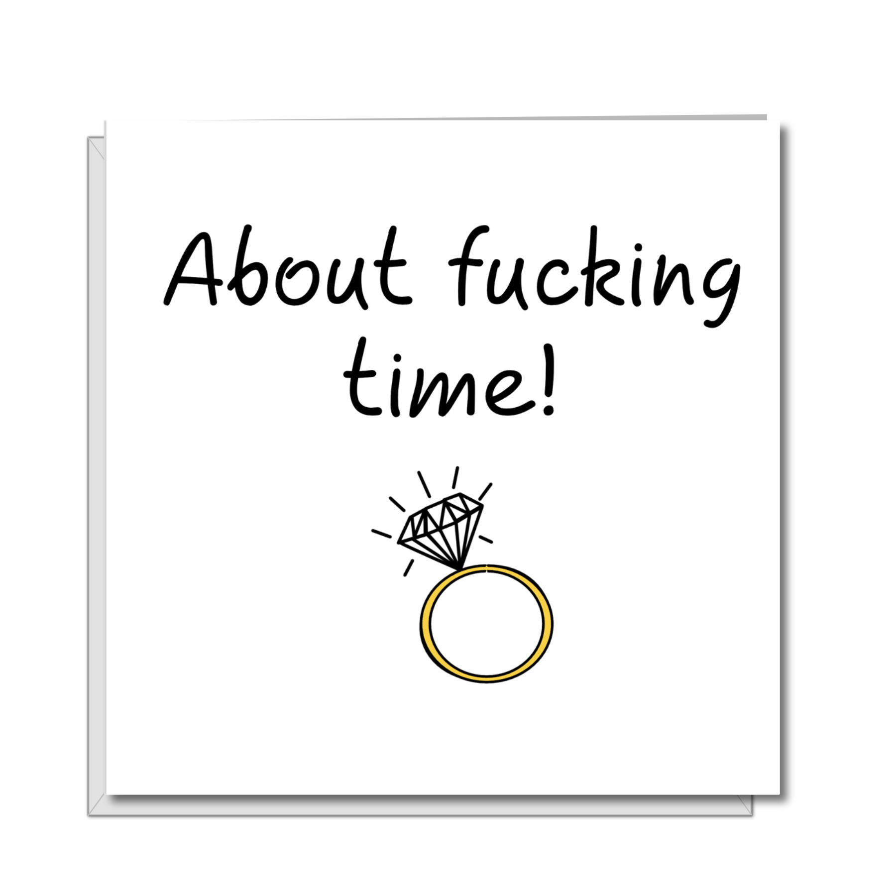 Rude Engagement Card for Bride and Groom - About F'ing Time