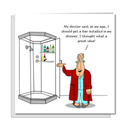 Funny Birthday Card 50th 60th 70th - Bar in Shower - Male