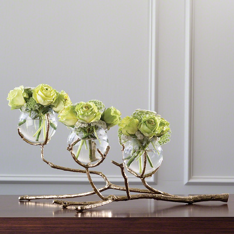 TWIG 3 VASE HOLDER  BRASS