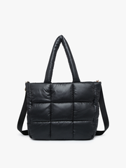 M2355 Kiersten Puffer Hobo w/ Strap: Black
