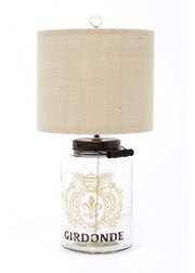 PARCHMENT BURLAP ON EMBOSSED GIRDONNE GLASS LAMP