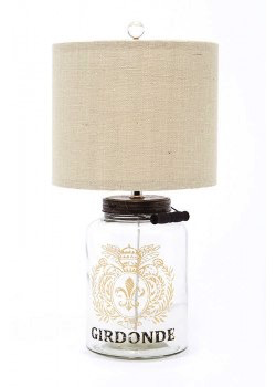 PARCHMENT BURLAP ON EMBOSSED GIRDONNE GLASS LAMP