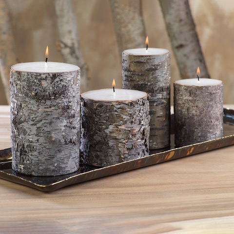 DARK BIRCHWOOD FRAGRANCE FREE PILLAR CANDLE 4x4