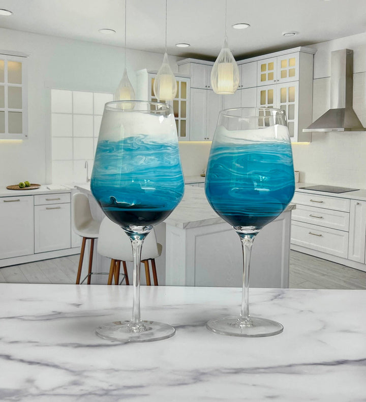 Nikita Stemmed Wine Glasses: Deep blue