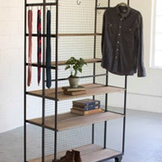 SHELVING STORAGE UNIT ON METAL CASTERS