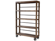 ROLLING WOOD SHELVING UNIT