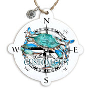 Wood Ornament - Crab Art- Custom Location