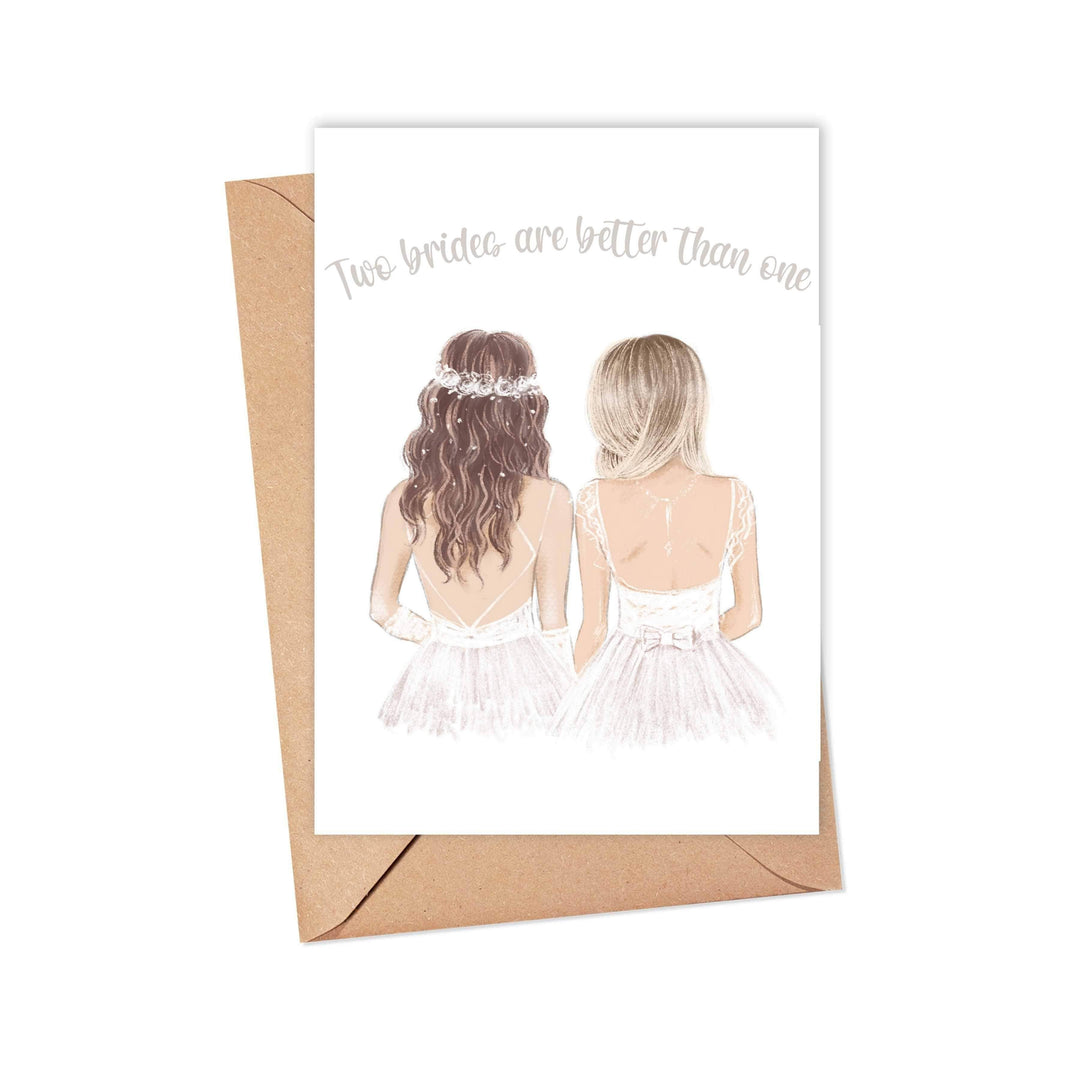 Two Brides Lesbian Funny Wedding Card