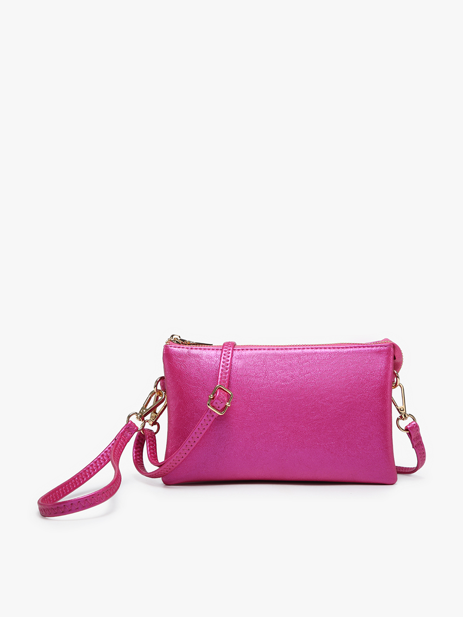 M013 Riley Monogrammable 3 Compartment Crossbody/Wristlet: Rubellite