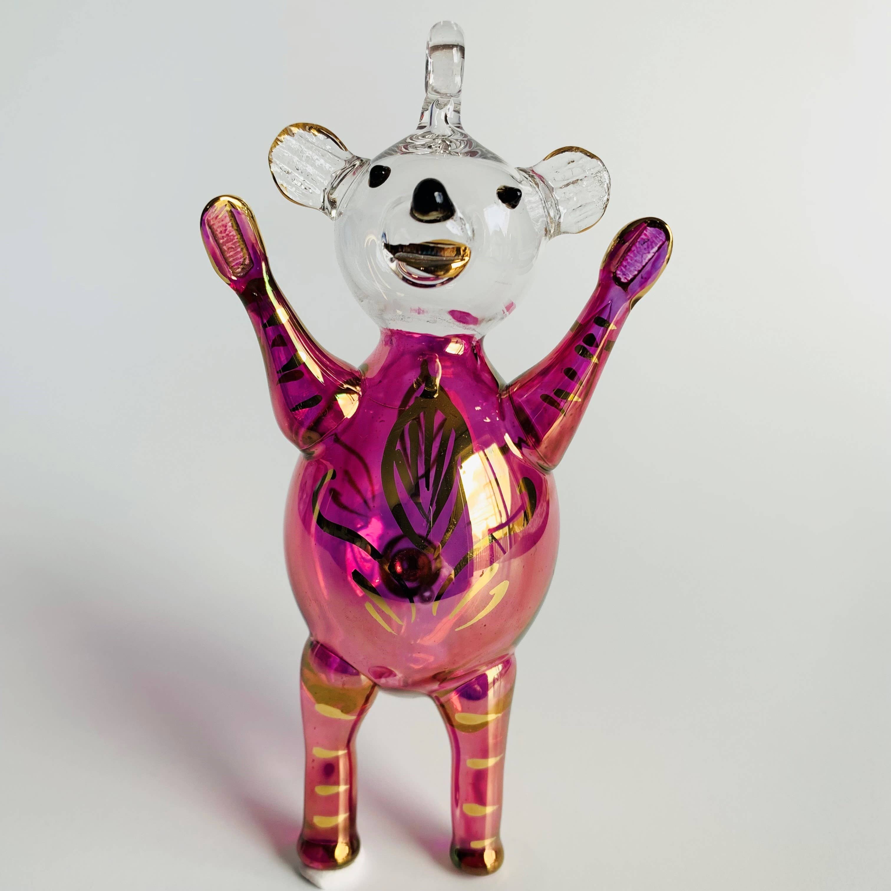 Blown Glass Ornament - Magic Bear: Pink