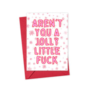F Word Funny Christmas Card - Profanity Holiday Cards Pink