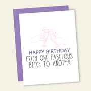 One Fabulous Bitch to Another Funny Birthday Greeting Card