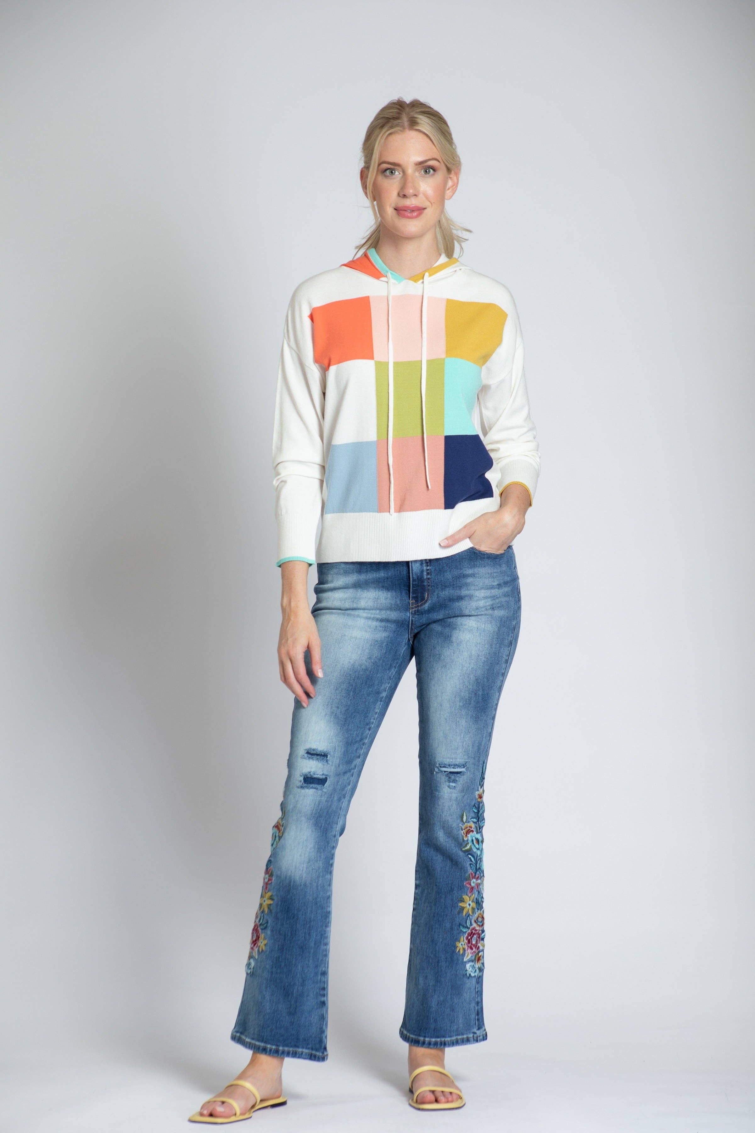 Color Block Hoodie: MULTI / XS