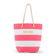 Large Bliss Striped Tote Bag- Pink And White