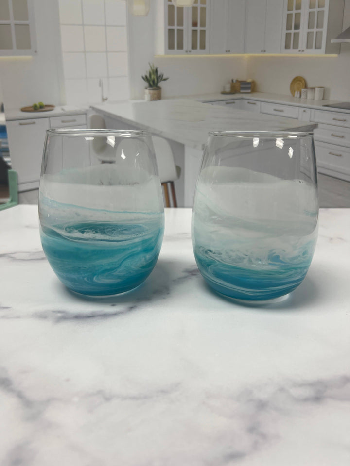 Nikita Stemless Wine Glasses: Deep blue