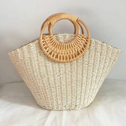 SUMMER BEACH SEA STRAW RATTAN TOTE CLUTCH BAGS_CWAB0814: Beige / (OS) 1