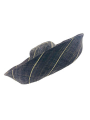 Sun Hats: Pinstripe Packable 5" & 7" Brim Raffia Straw: 7" Brim / Black Pinstripes