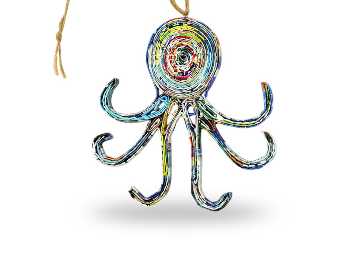 Octopus-Multi Recycled Paper Ornament