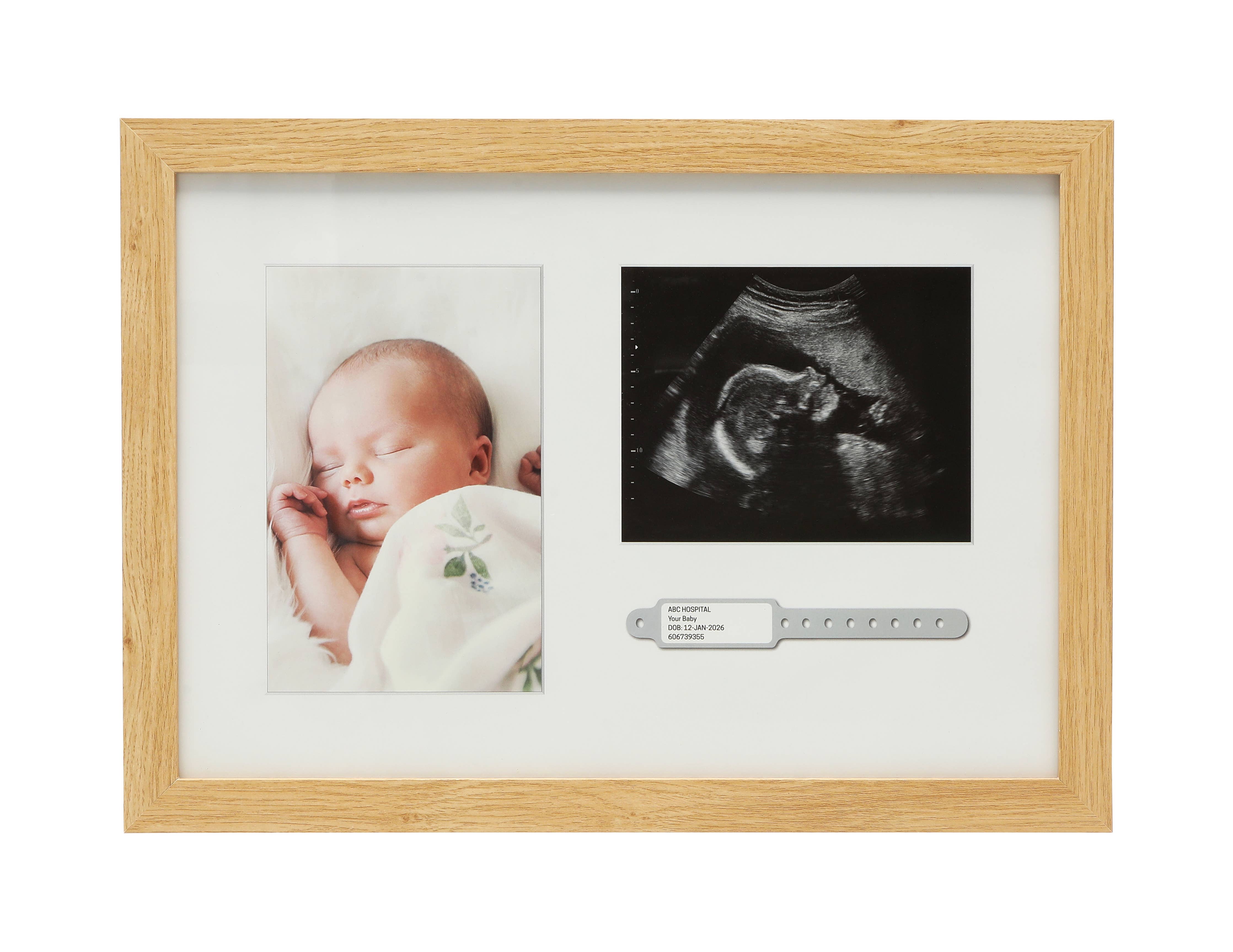 Baby ID Bracelet & Sonogram Frame, Natural