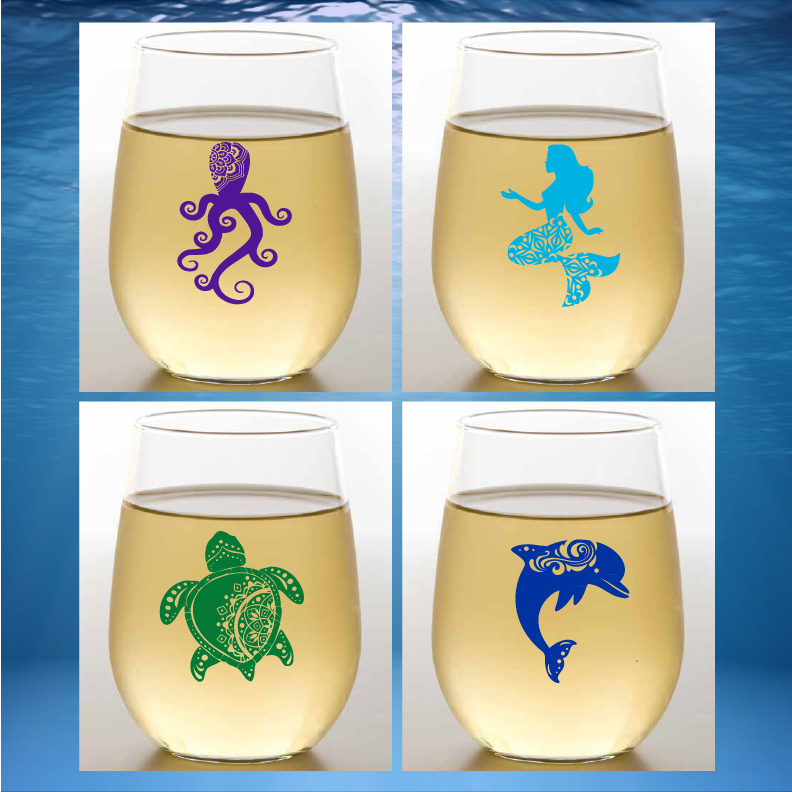 DEEP BLUE SEA Shatterproof Wine Glasses