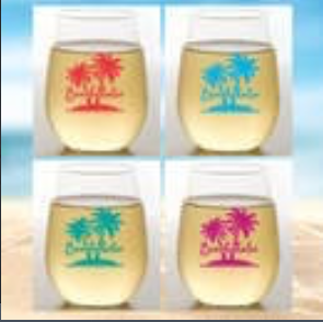 BEACHAHOLIC SHATTERPROOF WINE GLASS SET/4