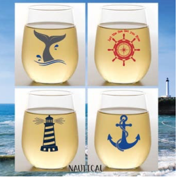 NAUTICAL -SHATTERPROOF WINE GLASS SET/4