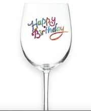 HAPPY BIRTHDAY JEWELED  WINE GLASS