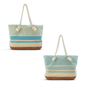 ROPES & STRIPES TOTE W/BASKET BOTTOM